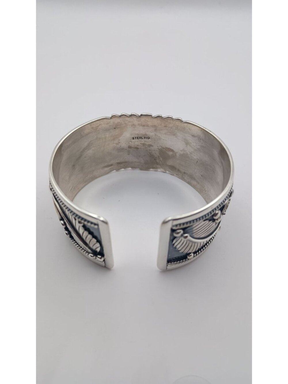 Handmade Southwest Cowgirl Sterling Silver Pink Conch Shell Cuff Bracelet 56g - Picture 5 of 7